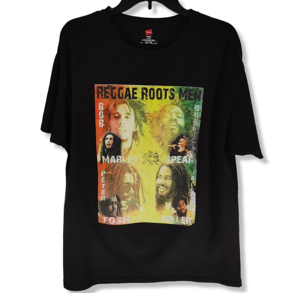 Bob Marley T Shirt Mens Large Black Short Sleeve Reggae Music Men Rasta Tee